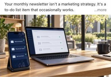 A oneninety8 post on LinkedIn about monthly newsletters