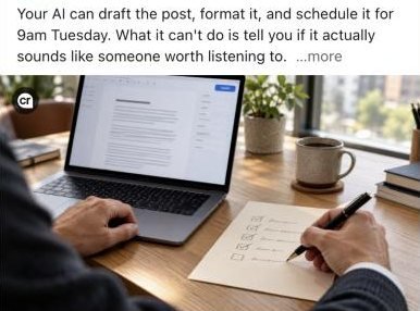 A oneninety8 post on LinkedIn about AI-drafted posts
